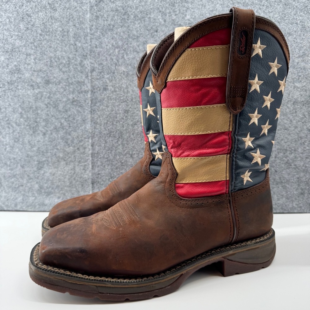 Durango Rebel Western Boots Mens 11W Brown American Flag Square Toe DB020